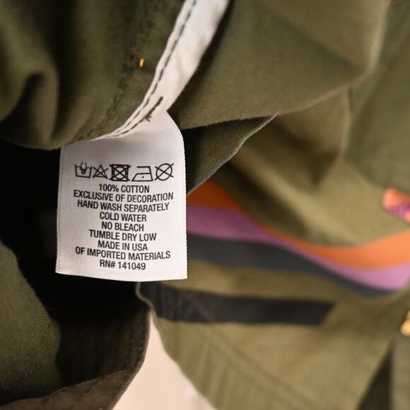 Life Nature Love Military Jacket Medium Army Green Safety Pin Patch Pockets - Picture 14 of 14